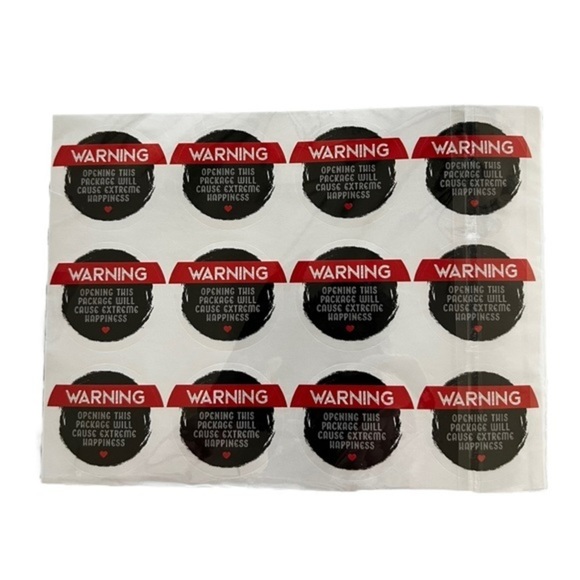 NEW - Warning Extreme Happiness / Black‎ & Red / 1.5” / 120 Stickers - Picture 2 of 2